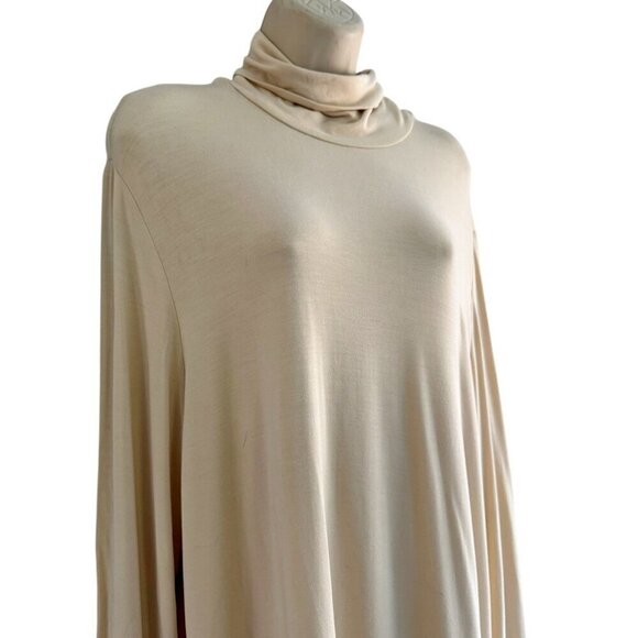 Vintage Geiger Collections Woman's Sz 42 (XL)  Beige Turtleneck Tunic Top - Picture 2 of 7